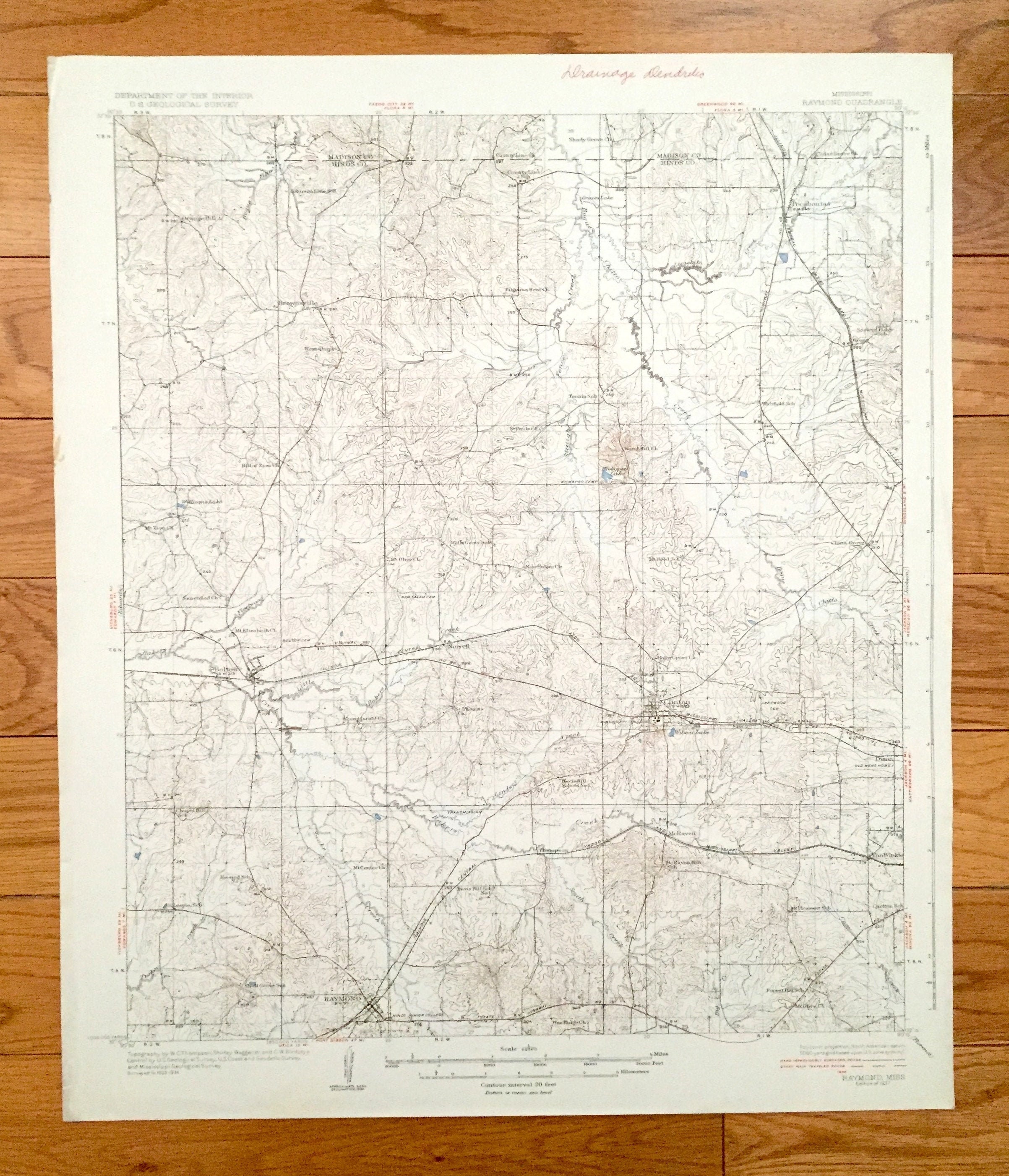 Antique Raymond Mississippi 1937 US Geological Survey Etsy