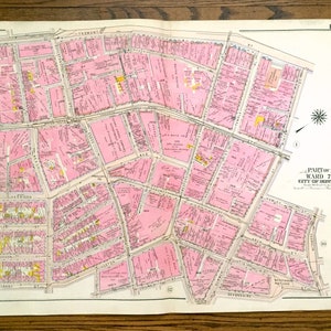 Antik 1908 Downtown Crossing, Boston, Massachusetts Karte von G.W. Bromley Atlas – Theater District, Chinatown, Common, Boylston, Tremont