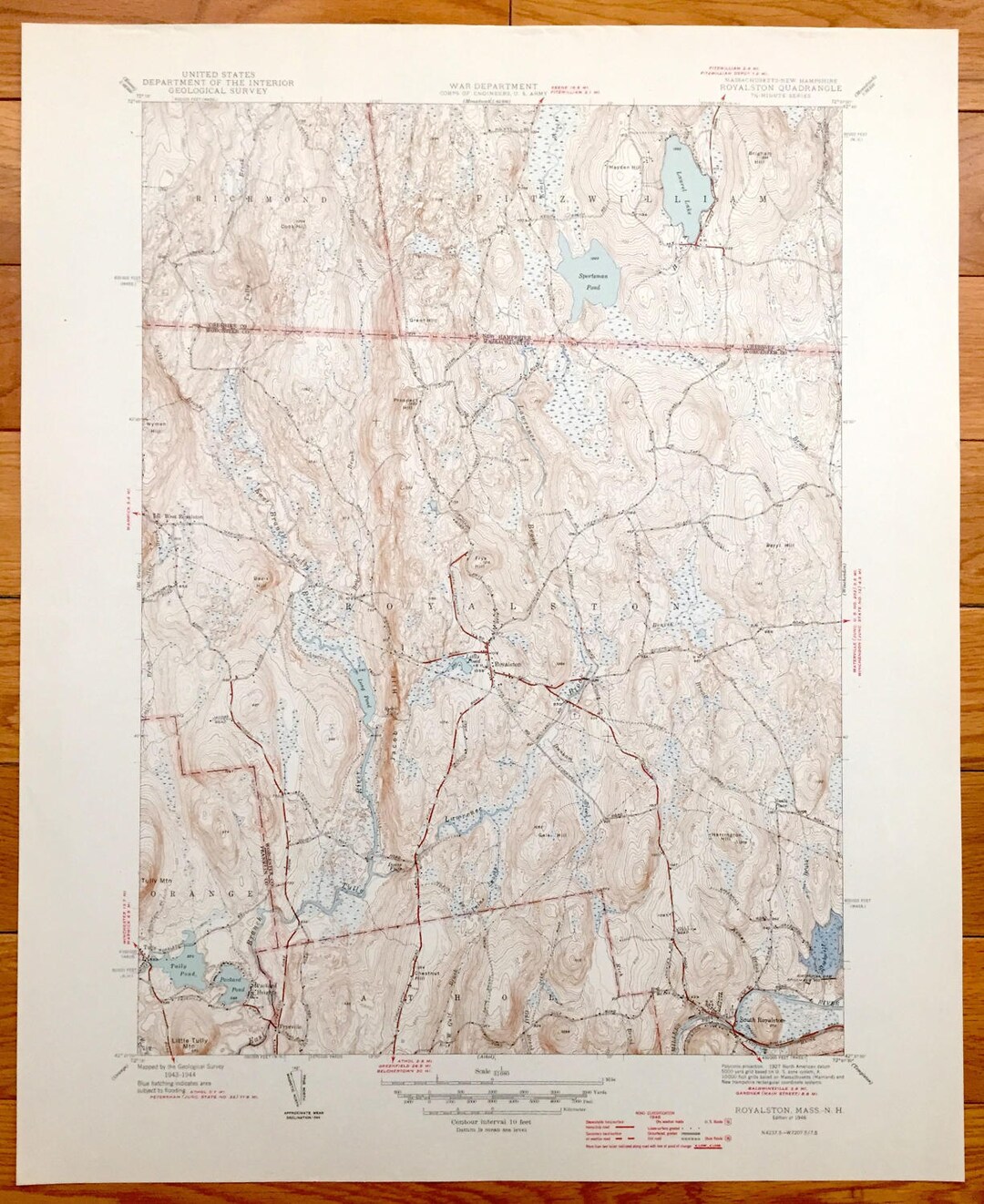 Antique Royalston Massachusetts 1946 US Geological Survey Etsy UK