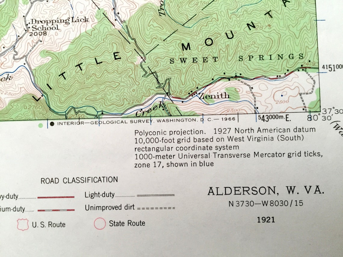 Antique Alderson West Virginia 1921 US Geological Survey Etsy