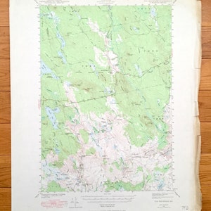 Antieke Tug Mountain, Maine 1941 US Geological Survey Topografische Kaart - Cranberry Lake, Washington County, Indian Ridge, Pleasant River, ME