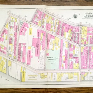 Antik 1908 South End, Boston Massachusetts Karte von G.W. Bromley Atlas – Shawmut, South of Washington, SoWa Art + Design District, MA