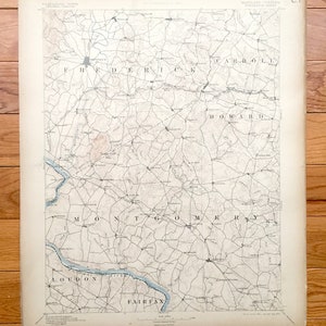Antique Frederick, Maryland 1894 US Geological Survey Mappa topografica US Geological Survey – Gaithersburg, Rockville, Monte Airy, Contea di Bethesda, Virginia, MD VA
