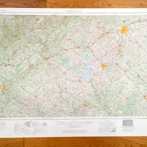 Antike Greenville, South Carolina 1954 US Geological Survey Topographische Karte – Georgia, North Carolina, Anderson, Abbeville, Greenwood, SC