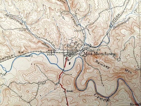 Max Meadows Va Map Antique Max Meadows Virginia 1930 Us Geological Survey | Etsy