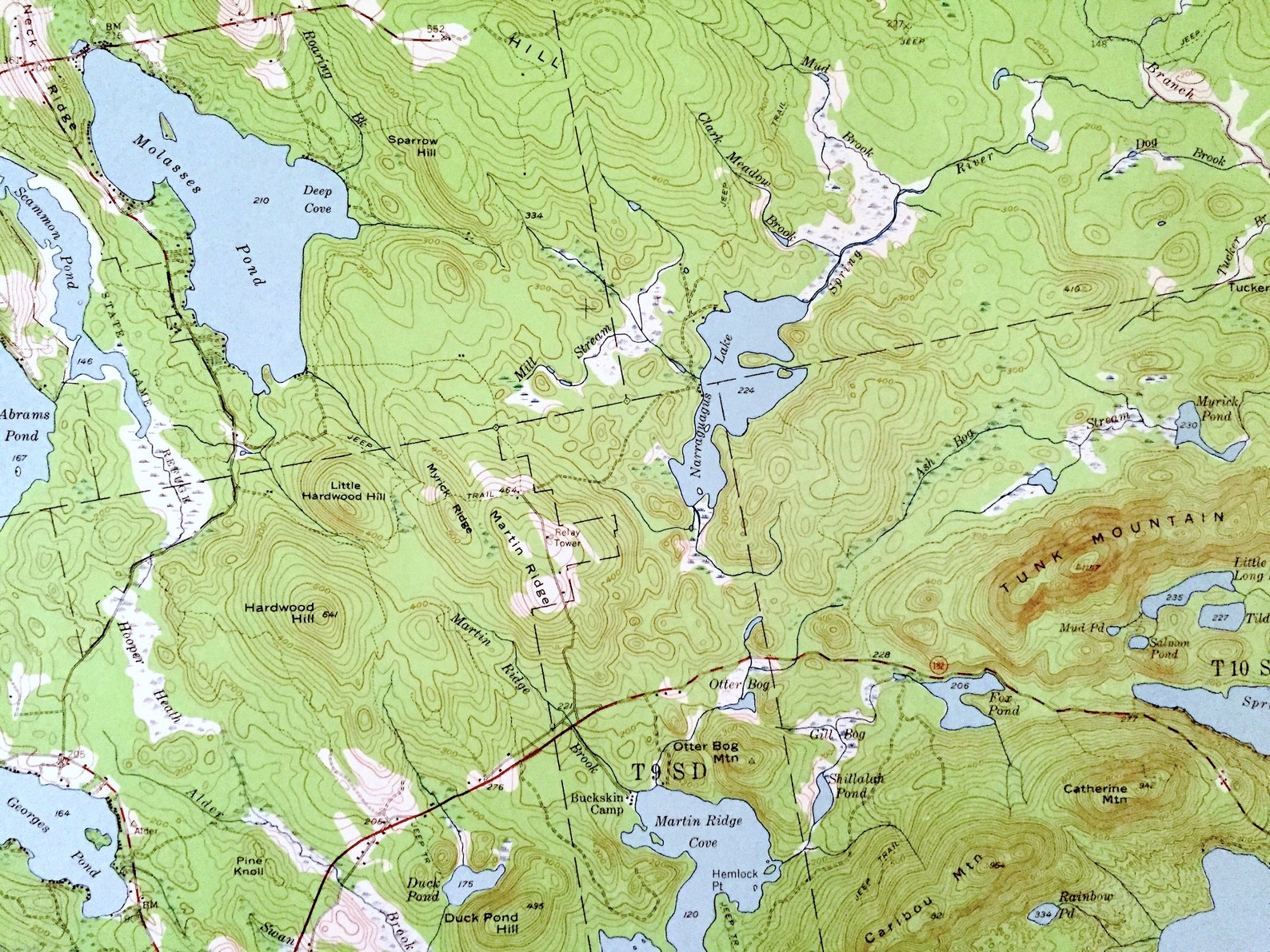 Antique Tunk Lake & Sullivan, Maine 1957 US Geological Survey ...