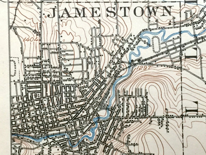 Antique Jamestown New York 1905 US Geological Survey Etsy
