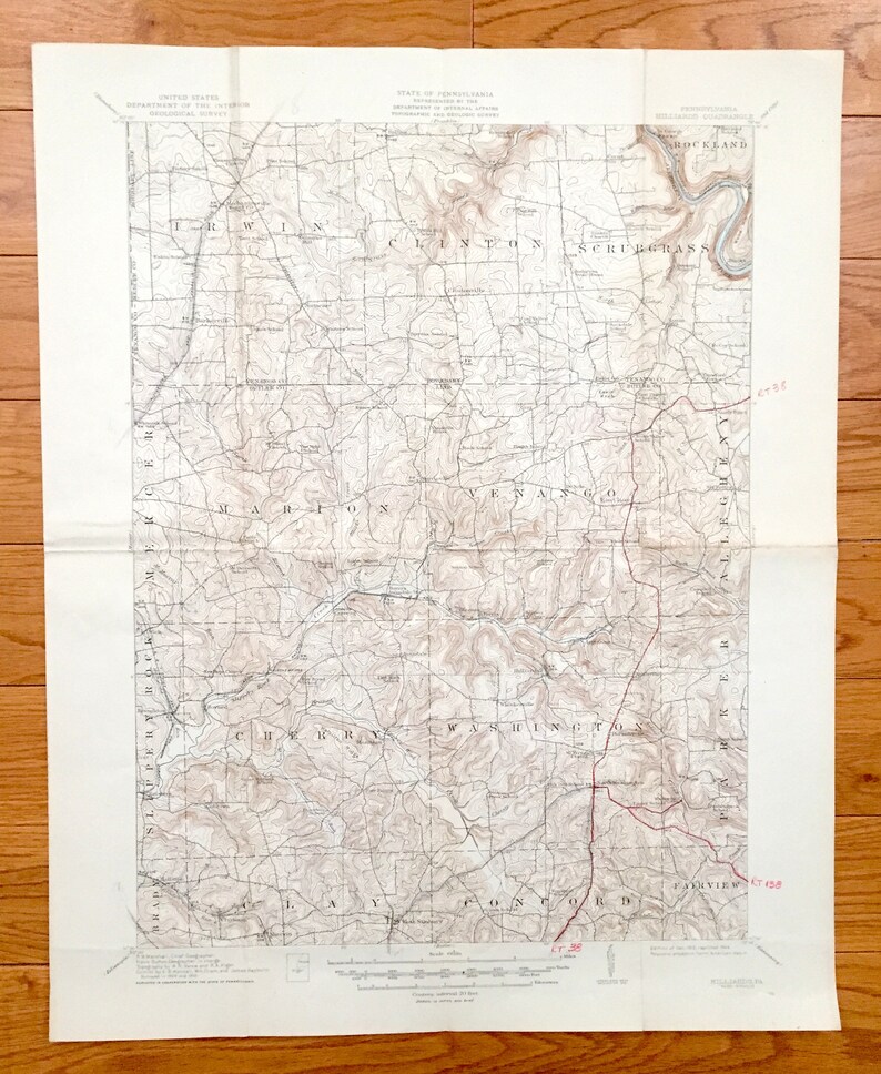 Antique Hilliards Pennsylvania 1912 US Geological Survey Etsy
