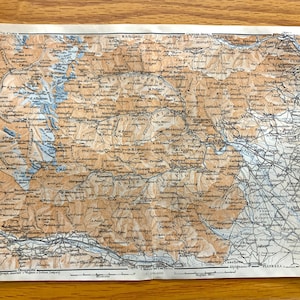 Antigüedad 1913 Piamonte, Italia Mapa de Baedekers Guide – Torino, Alpes, Susa, Bussoleno, Condove, Viu, Locana, Pont, Cuorgne, Rivara, Lanzo