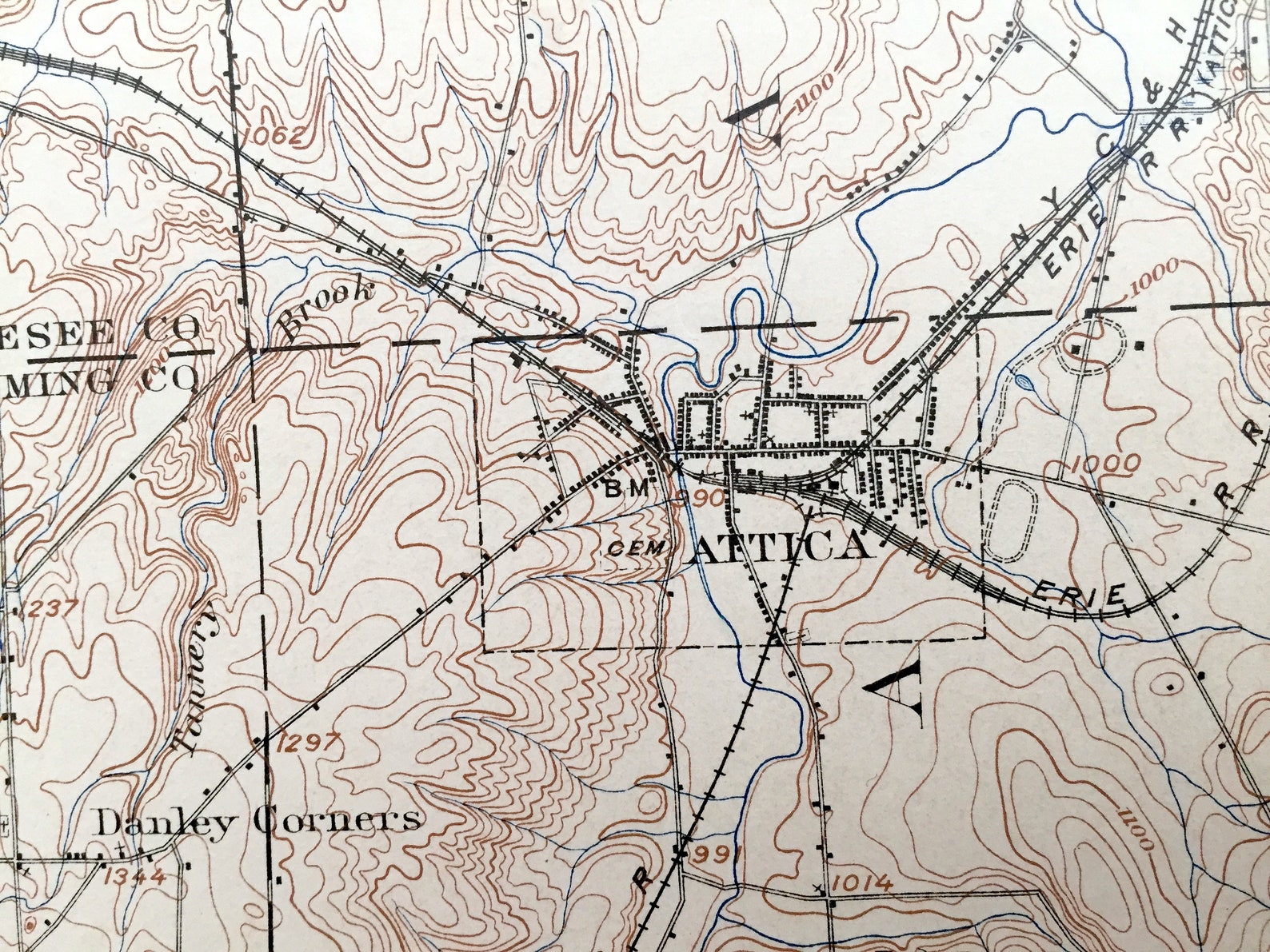 Antique Attica New York 1905 US Geological Survey Topographic Etsy