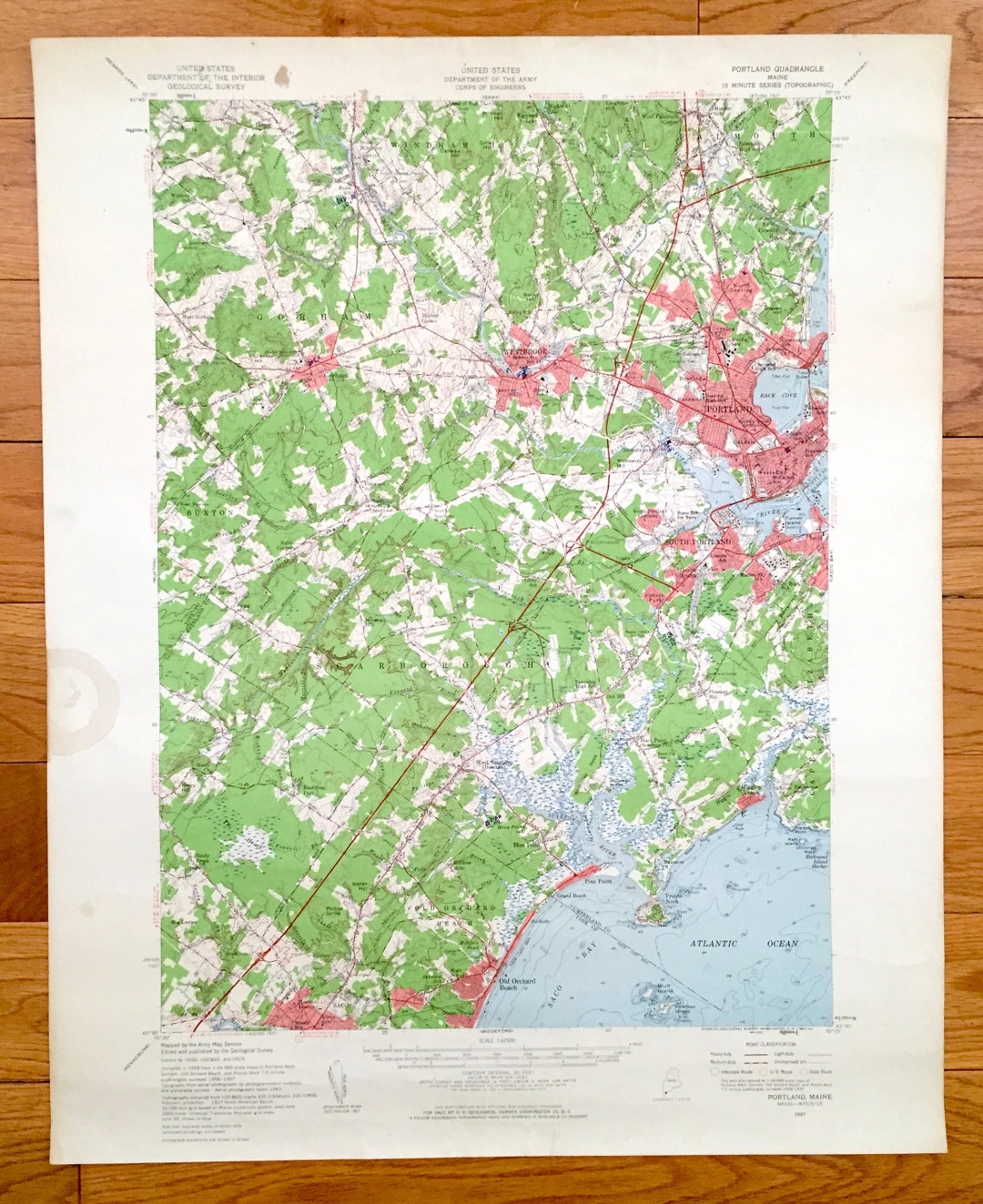 Antique Portland, Maine 1957 US Geological Survey Topographic Map ...