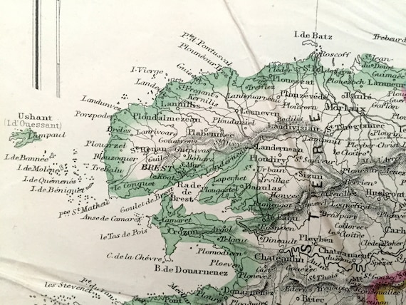 Antique 1863 France Map by Lowry & Weekly Dispatch – Paris