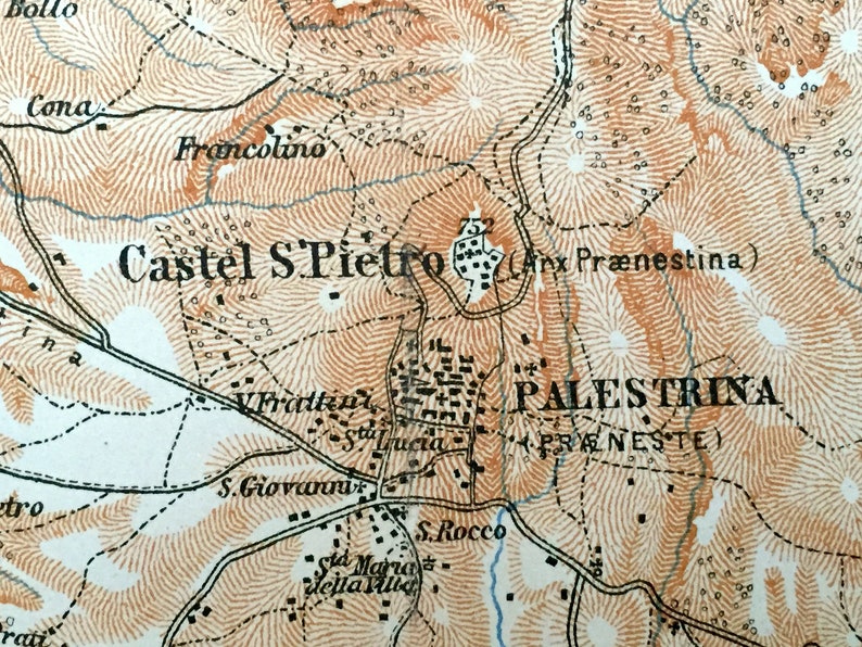 Antique 1904 Palestrina Italy Map From Baedekers Guide Etsy