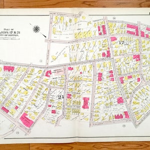 Antike 1906 Roxbury, Massachusetts Karte von GW Bromley Atlas – Boston, Suffolk County, Washington Park, Dudley Square, Brunswick King, MA
