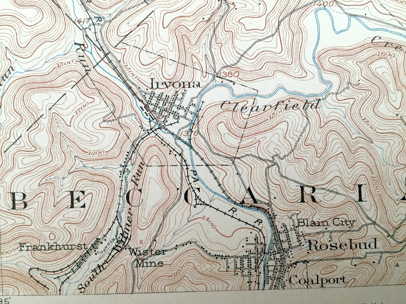 Antique Curwensville Pennsylvania 1903 US Geological Survey Etsy