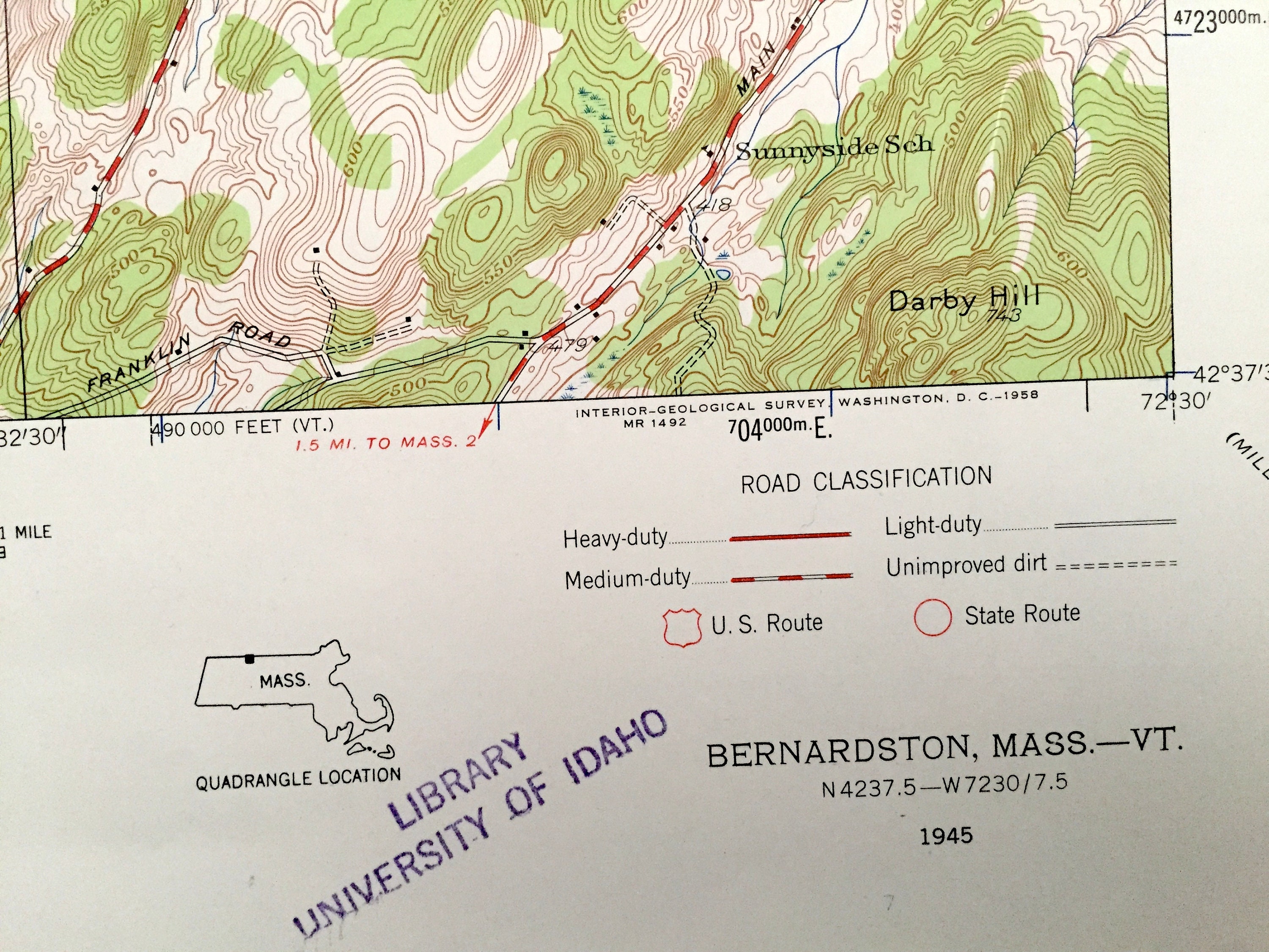 Antique Bernardston Massachusetts 1945 US Geological Survey Etsy