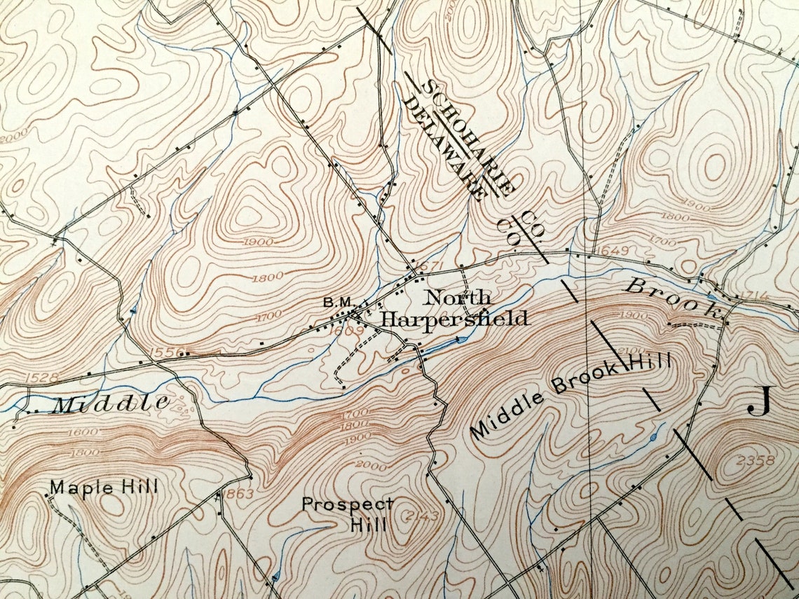 Antique Hobart New York 1904 US Geological Survey Topographic Etsy