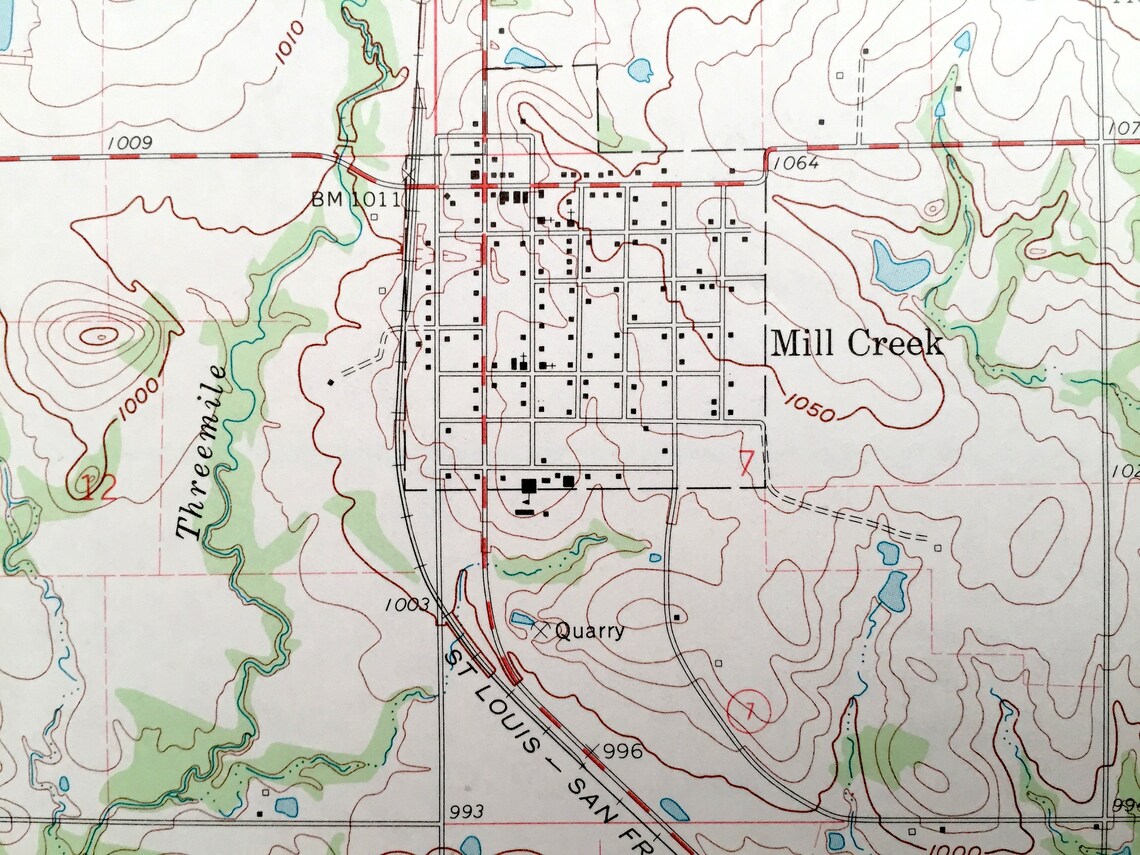 Antique Mill Creek Oklahoma 1963 US Geological Survey Etsy