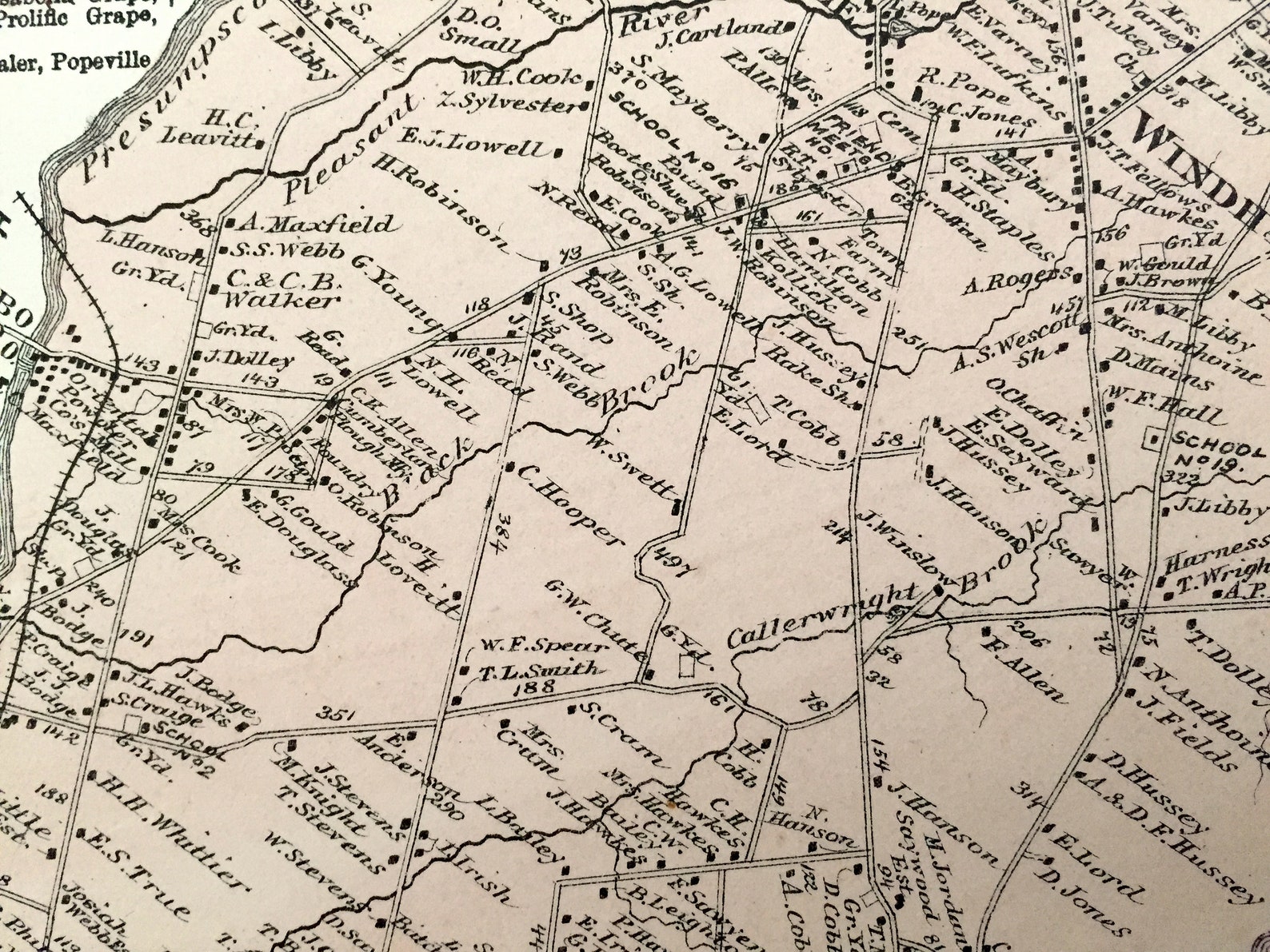 Antique 1871 Windham Maine Map from F.W. Beers Atlas of Etsy
