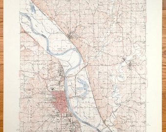 Antique Leavenworth, Kansas & Missouri River 1951 US Geological Survey Topographic Map – Kickapoo, Weston, Fair, Tracy, Platte City, Fort KS