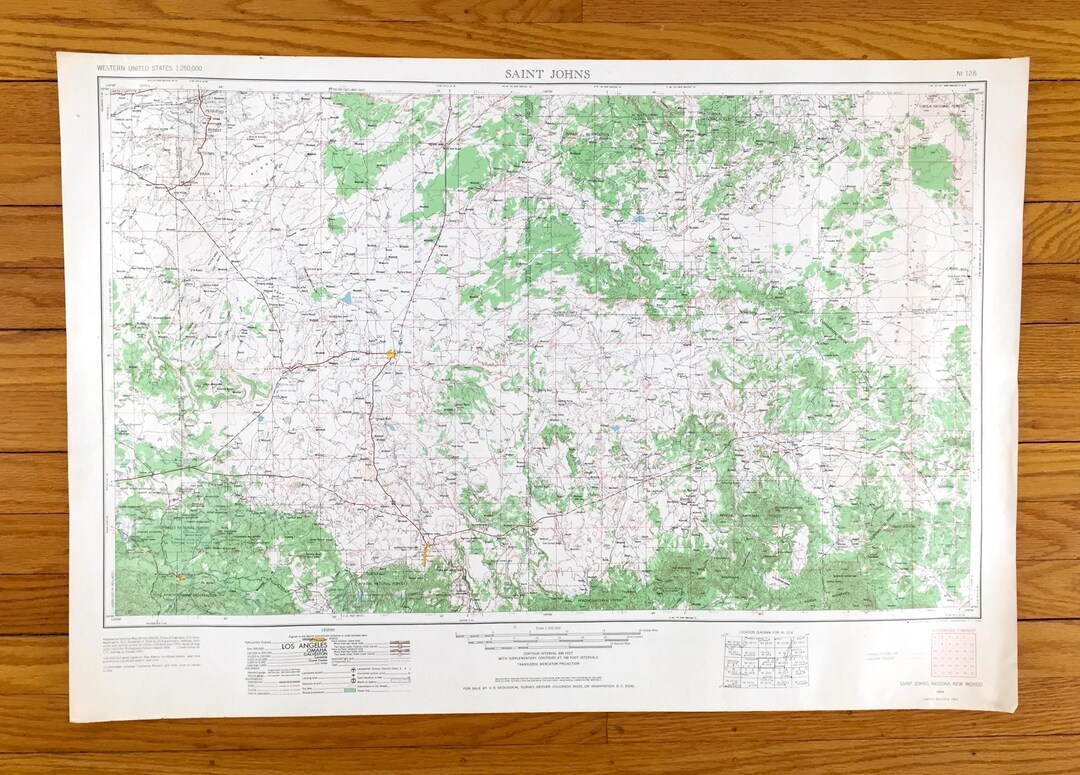 Antique Saint Johns, New Mexico 1954 US Geological Survey Topographic ...