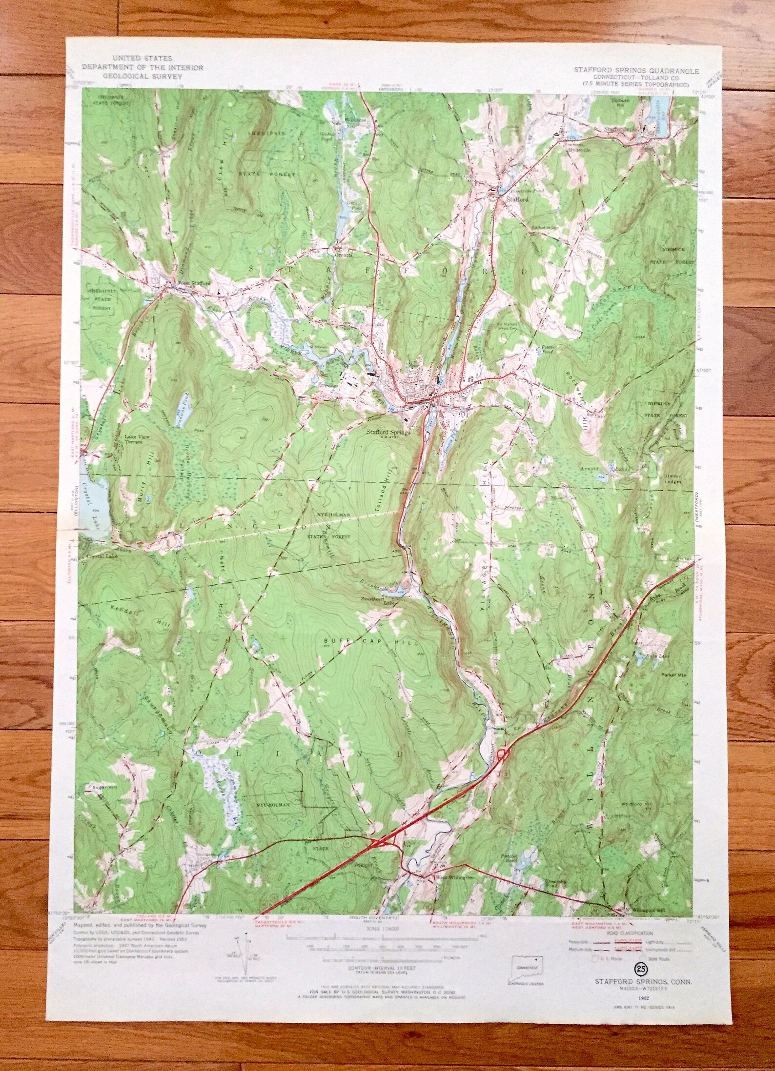 Antique Stafford Springs Connecticut 1952 US Geological Etsy