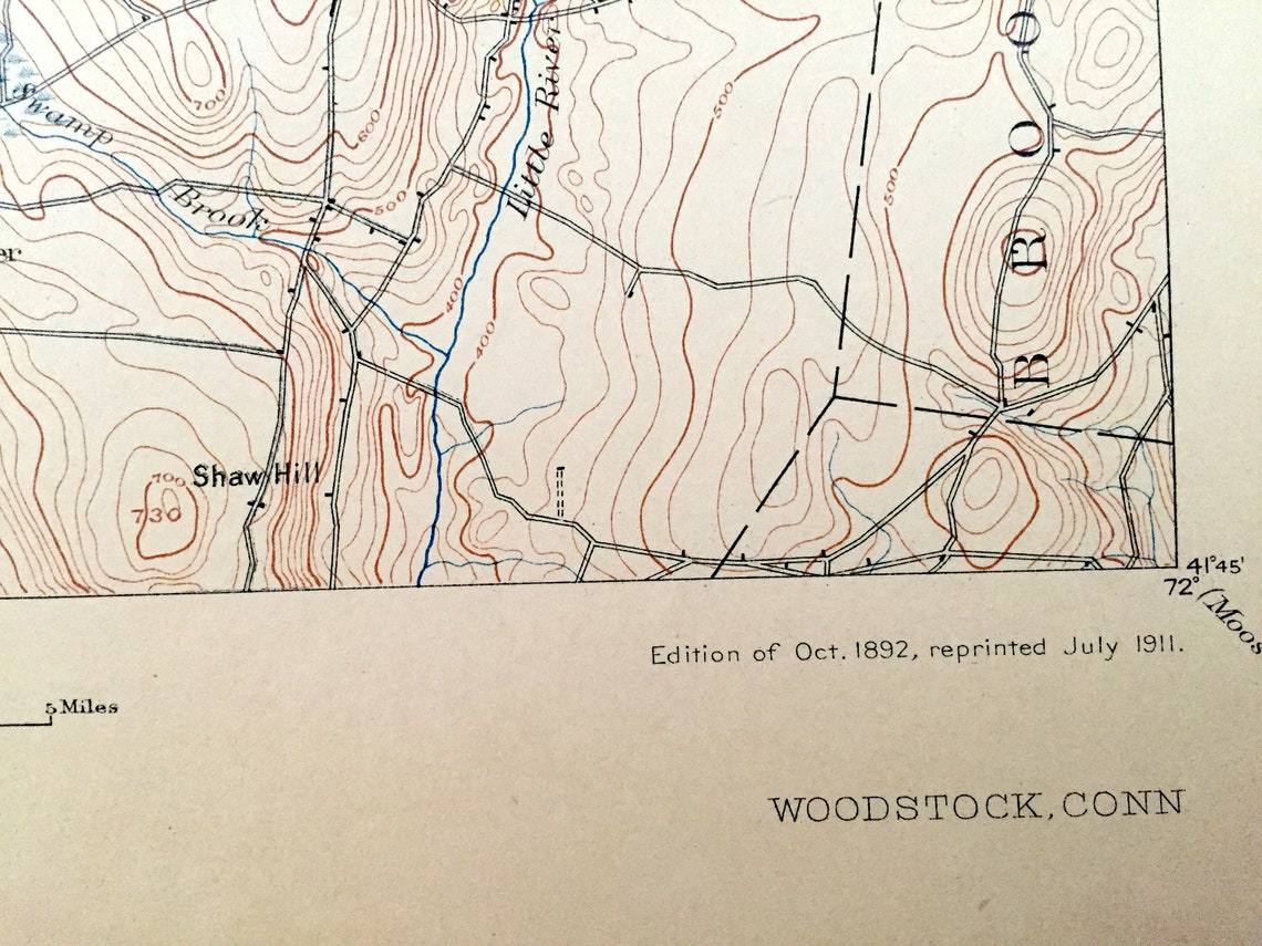 Antique Woodstock Connecticut 1893 US Geological Survey Etsy