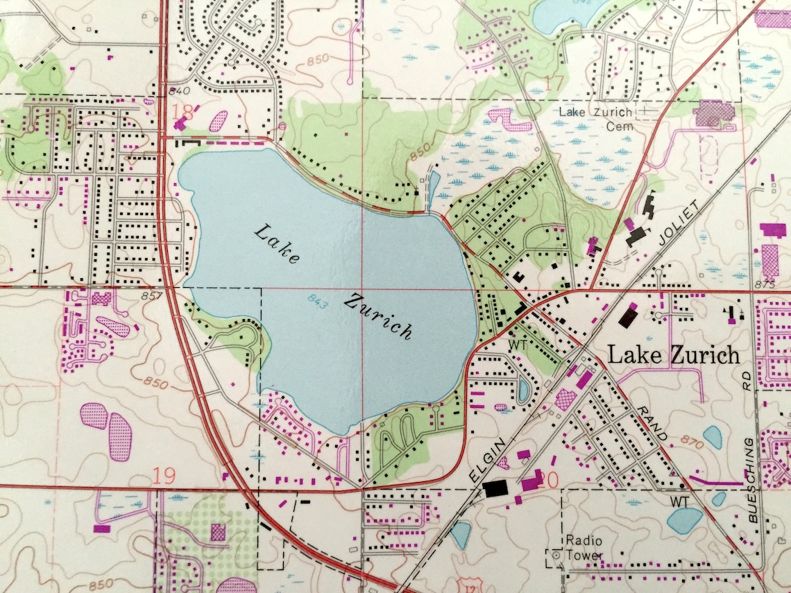 Antique Lake Zurich Illinois 1960 US Geological Survey Carte Etsy