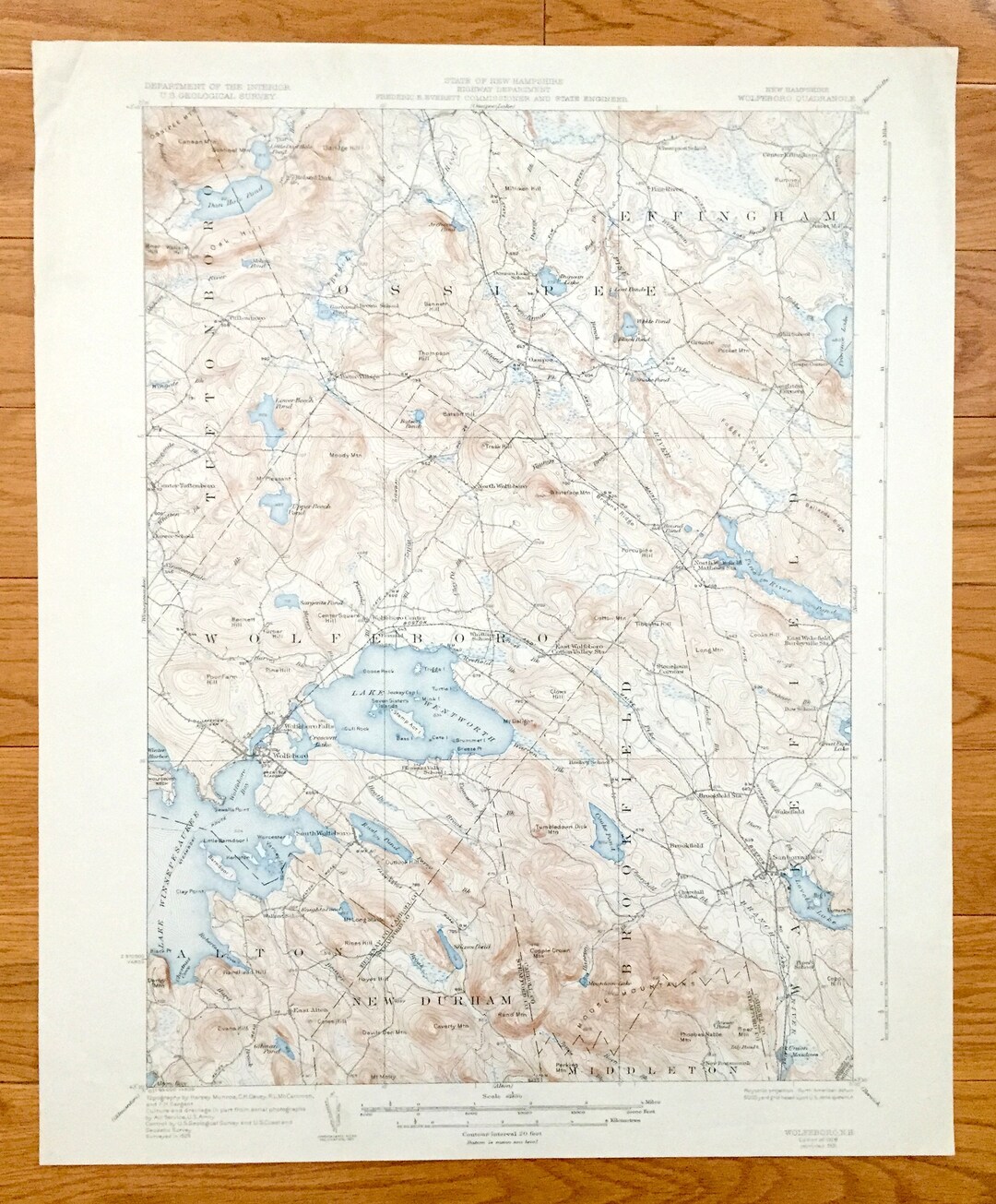 Antique Lake Winnipesaukee, New Hampshire 1928 US Geological Survey