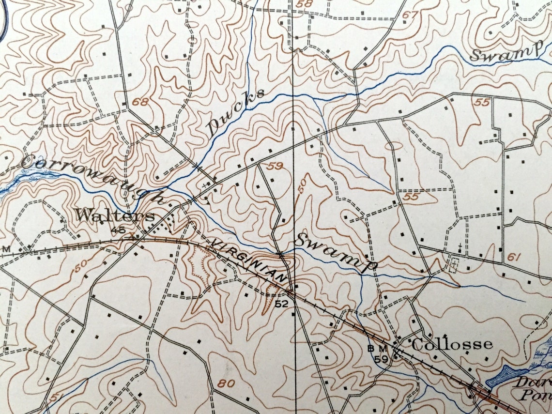 Antique Ivor Virginia 1920 US Geological Survey Topographic Etsy