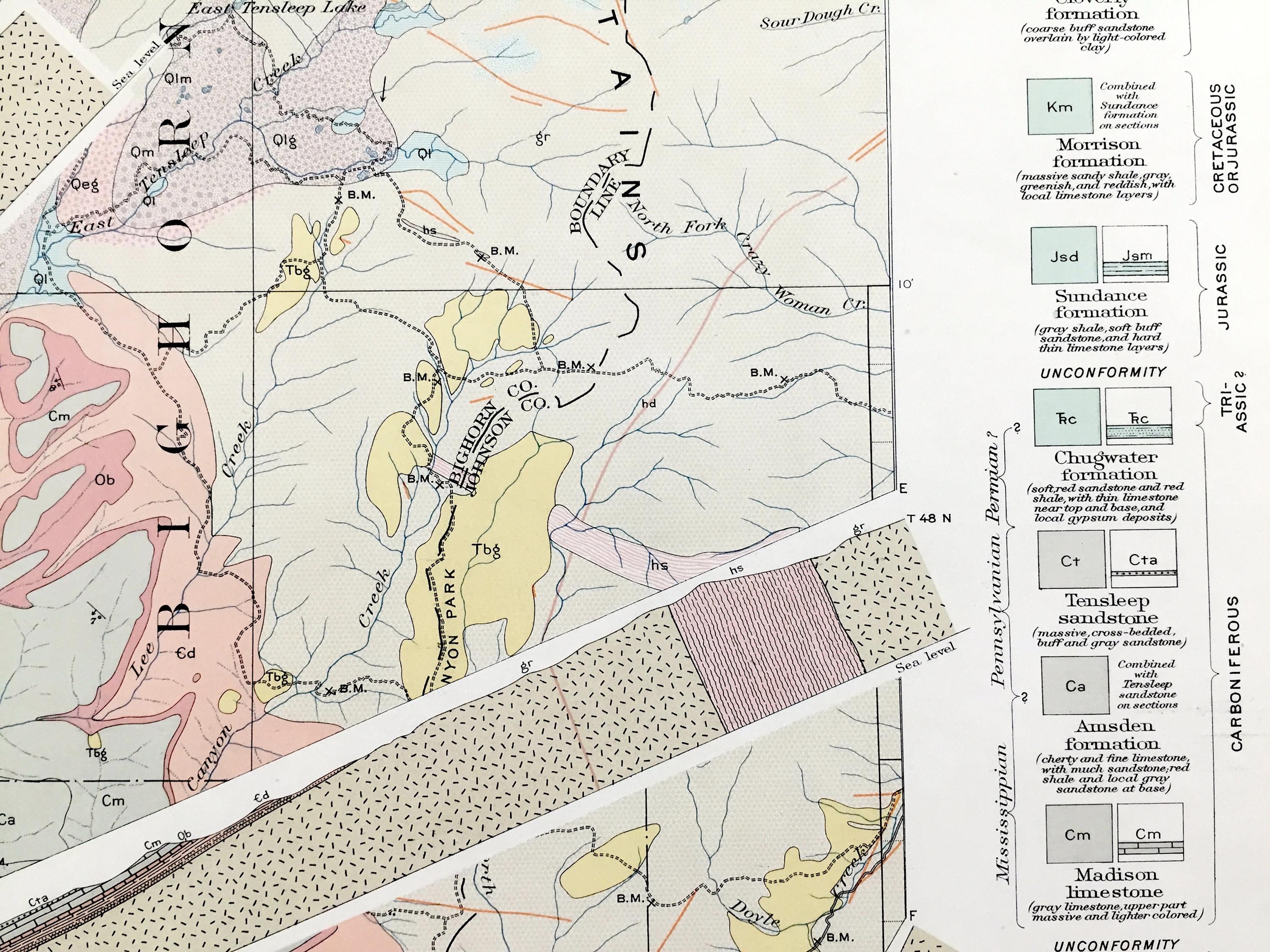 Mather Map Antique Cloud Peak, Wyoming 1906 US Geological Survey Topographic Map ...