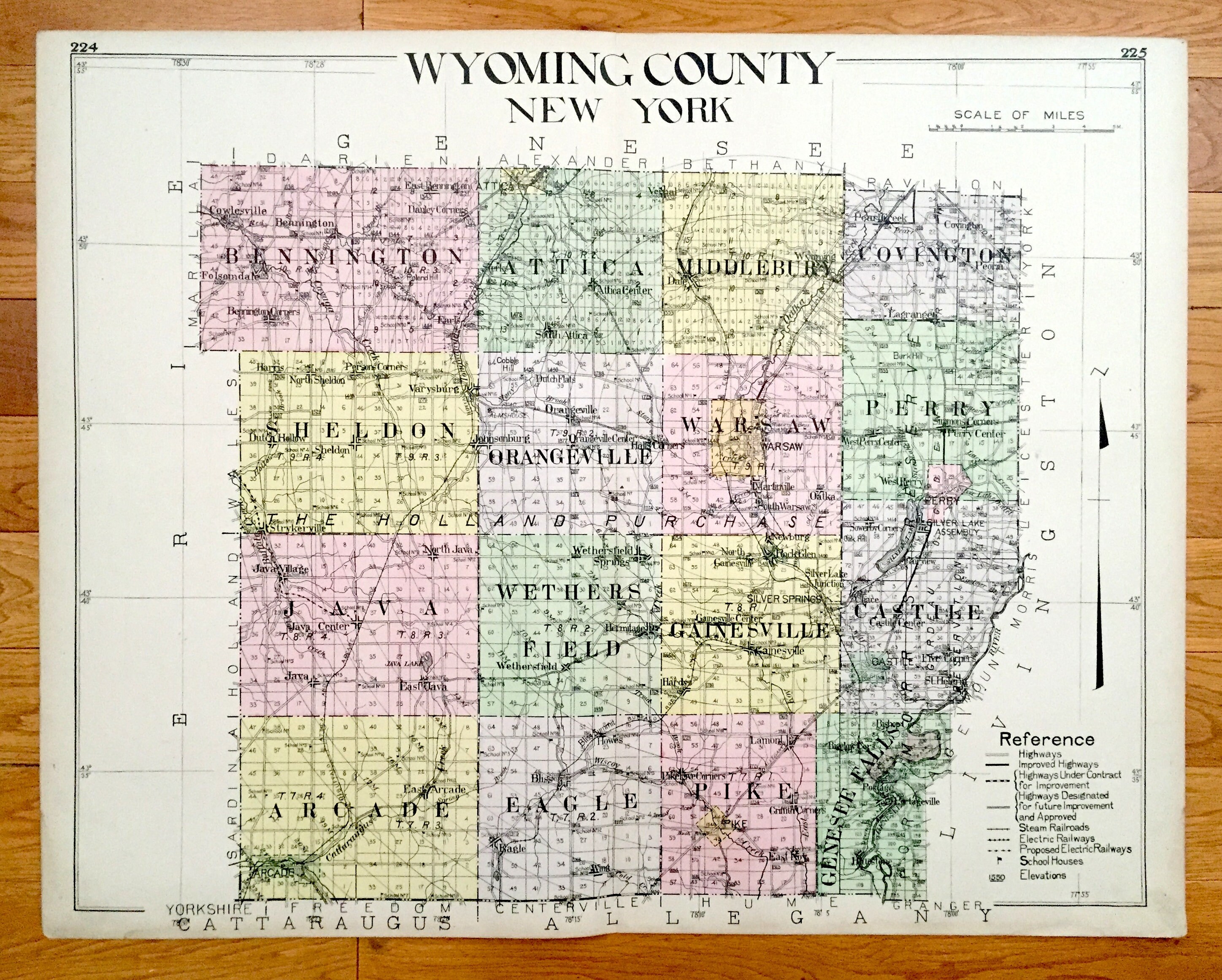 Antique Wyoming County New York 1911 New Century Atlas Map  Etsy