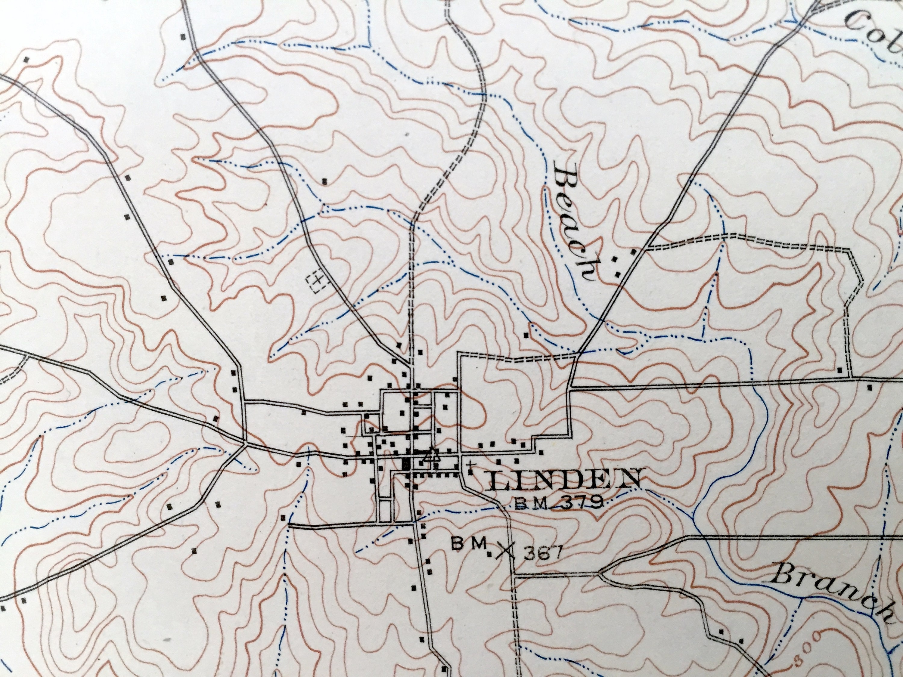 Antique Linden Texas 1910 US Geological Survey Mapa Etsy