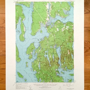 Ancienne carte topographique Mount Desert, Maine 1956 US Geological Survey - Tremont, Eden, Southwest, Blue Hill, Acadia Park, Bar Harbor, ME