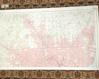 Antique Detroit, Michigan 1950's WALL SIZE US Geological Survey Topographic Map – Grosse Pointe, Hamtramck, Highland Park, Royal Oak, mi