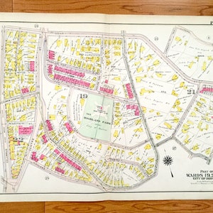 Antike 1906 Roxbury, Massachusetts Karte von GW Bromley Atlas – Boston, Suffolk County, Fort Hill Tower, Highland Park, Brookline, Marcella