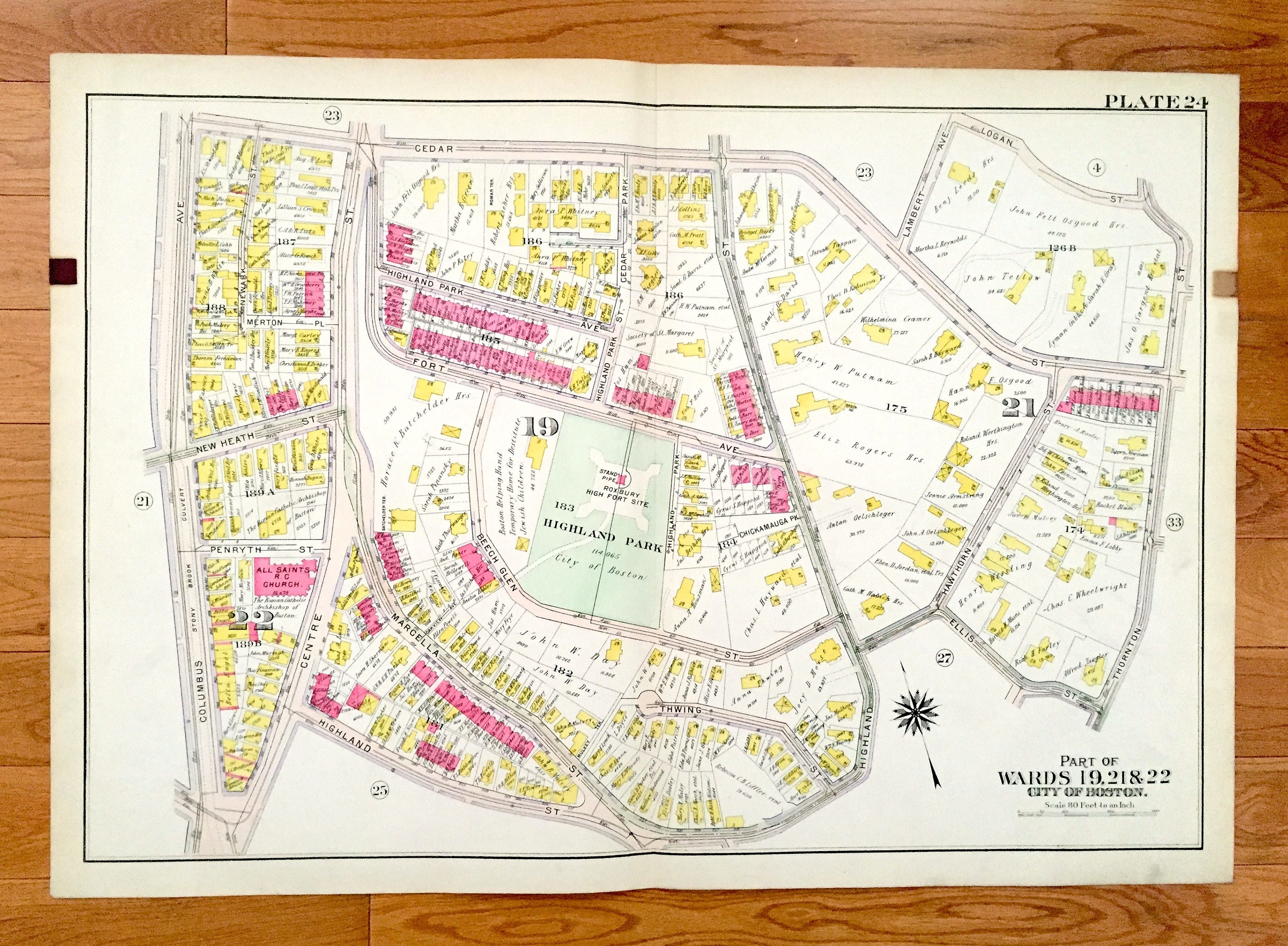 Antique 1906 Roxbury Massachusetts Map From GW Bromley Atlas Etsy UK