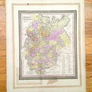 Antik 1850 Russland in Europa Landkarte von Thomas Cowperthwaite – Polen Finnland, Ungarn, Estland, Lettland, Litauen, Ukraine, Belarus Moskau EUR