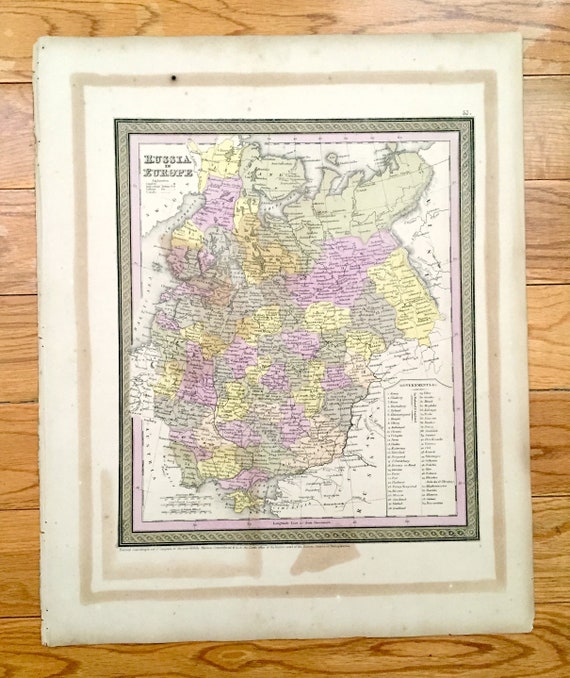Antique 1850 Russia in Europe Map by Thomas Cowperthwaite – Poland