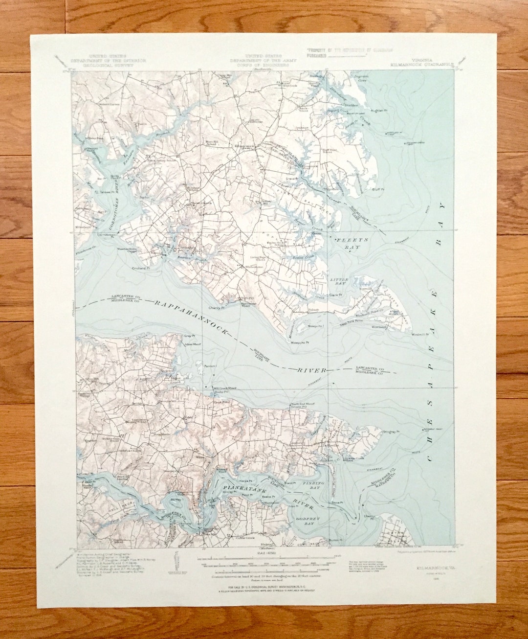 Antique Kilmarnock, Virginia 1916 US Geological Survey Topographic Map