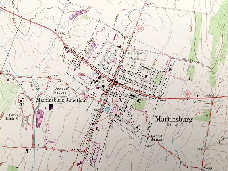 Antique Martinsburg Pennsylvania 1963 US Geological Survey Etsy