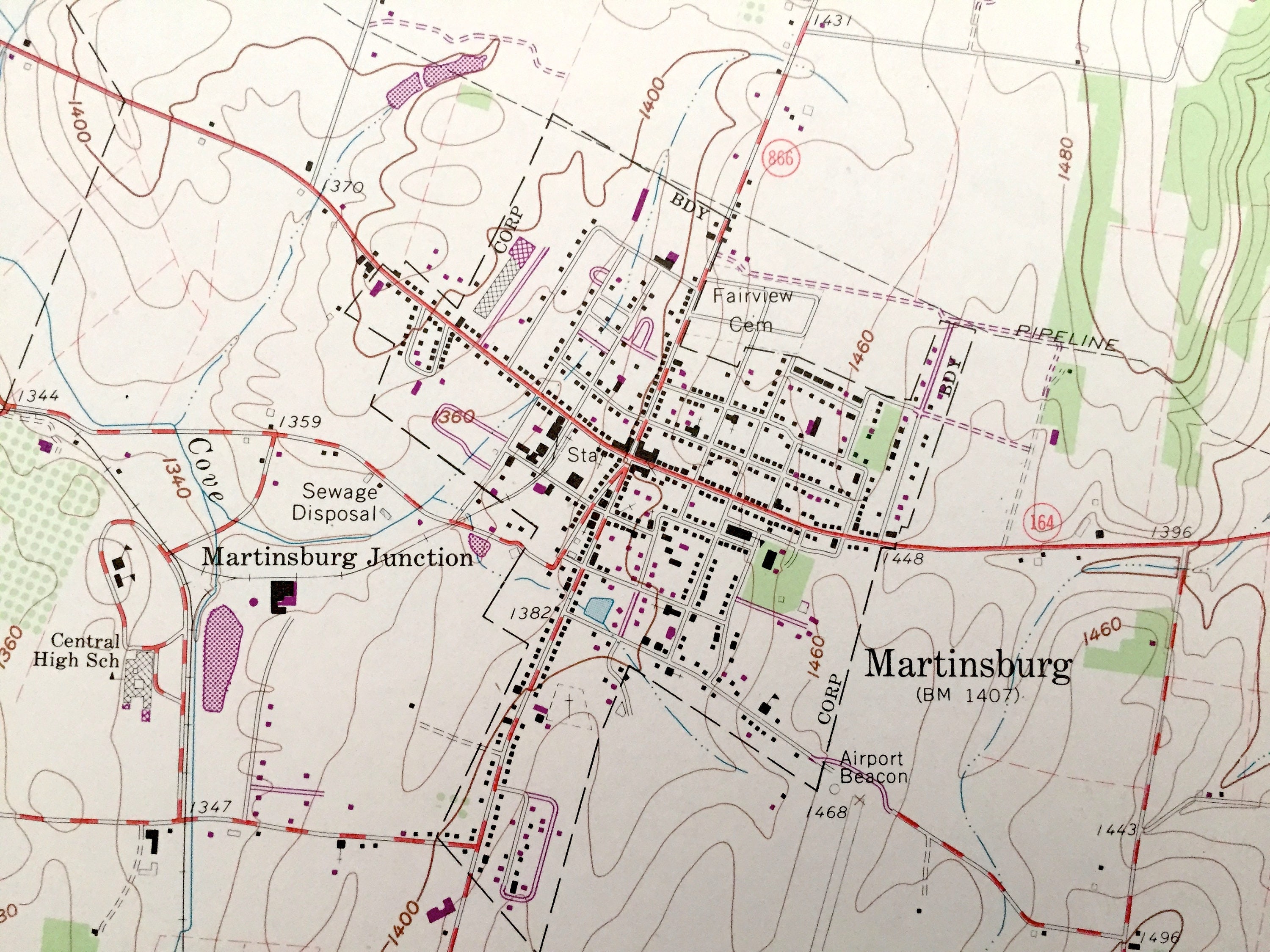 Antique Martinsburg Pennsylvania 1963 US Geological Survey Etsy Canada