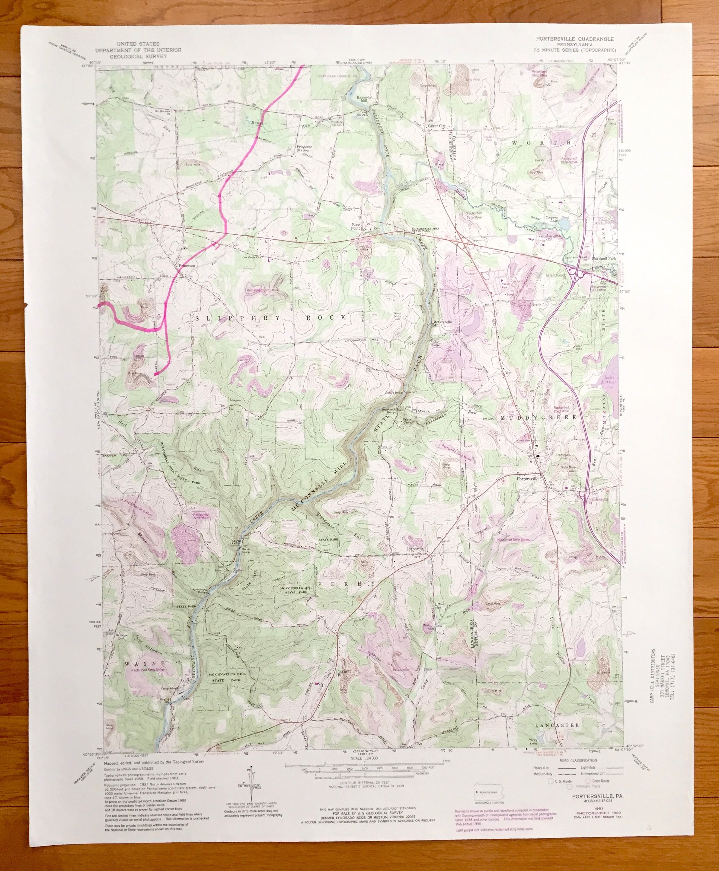 Antique Portersville Pennsylvania 1961 US Geological Survey Etsy