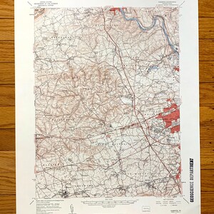 Ancienne carte topographique d'Allentown, Pennsylvanie, 1957 US Geological Survey - comté de Lehigh, Alburtis, Topton, Salisbury, Whitehall, Pennsylvanie