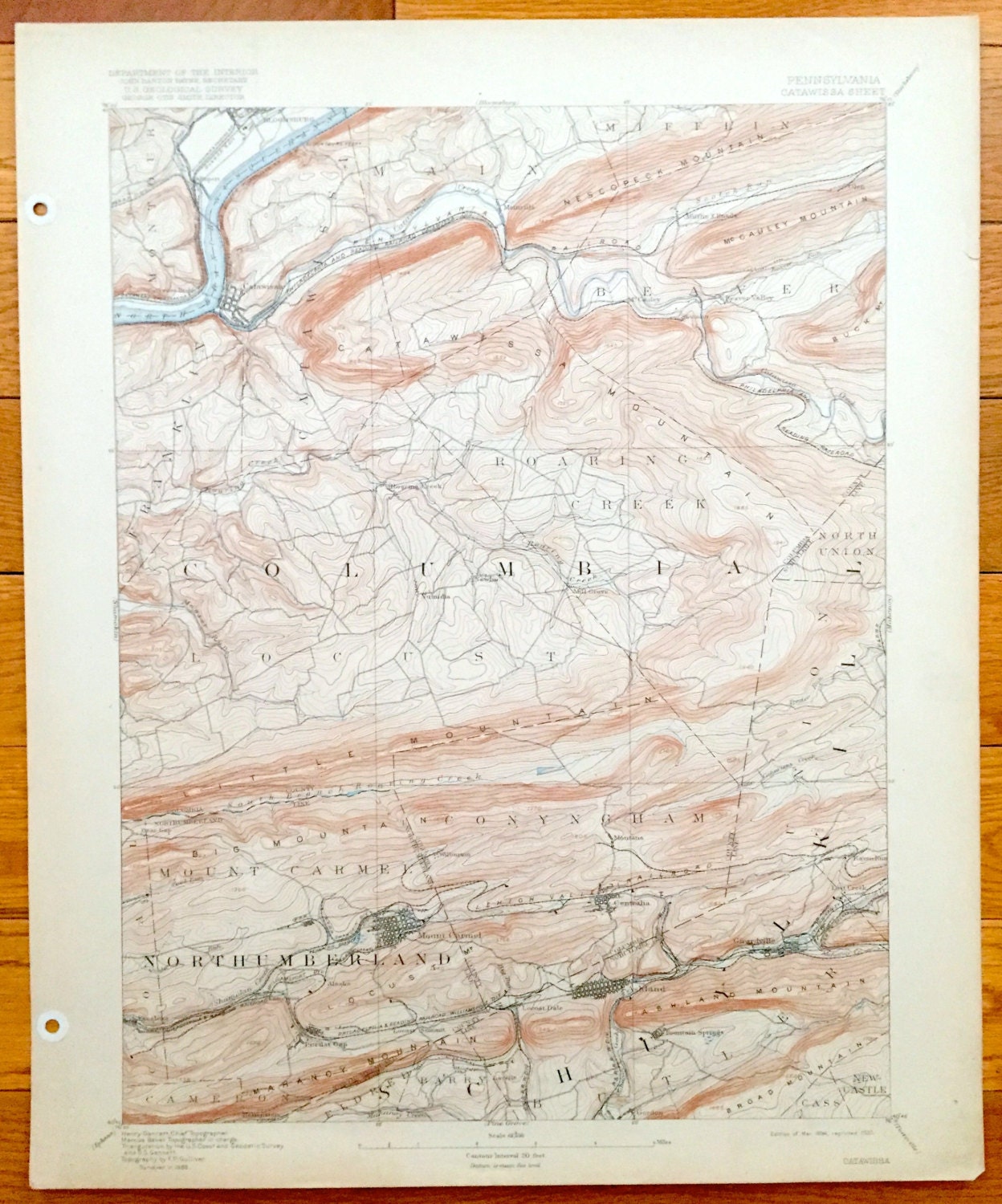 Antique Mount Carmel Pennsylvania 1894 US Geological Survey Etsy
