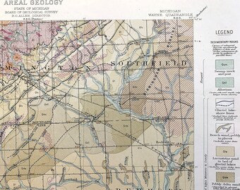 アンティーク ウェイン、ミシガン州 1916 年米国地質調査所地形図