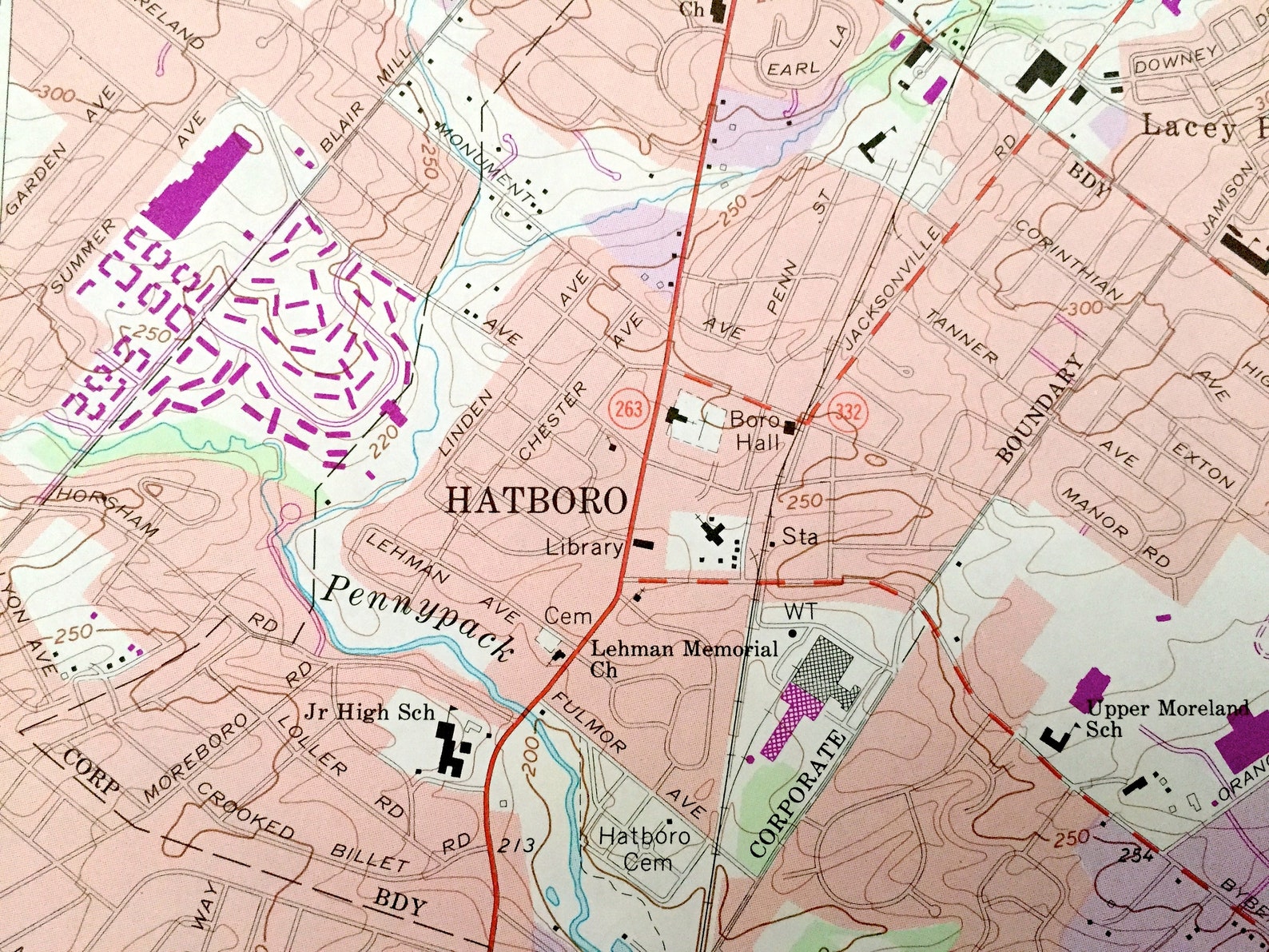 Antique Hatboro Pennsylvania 1966 US Geological Survey Etsy