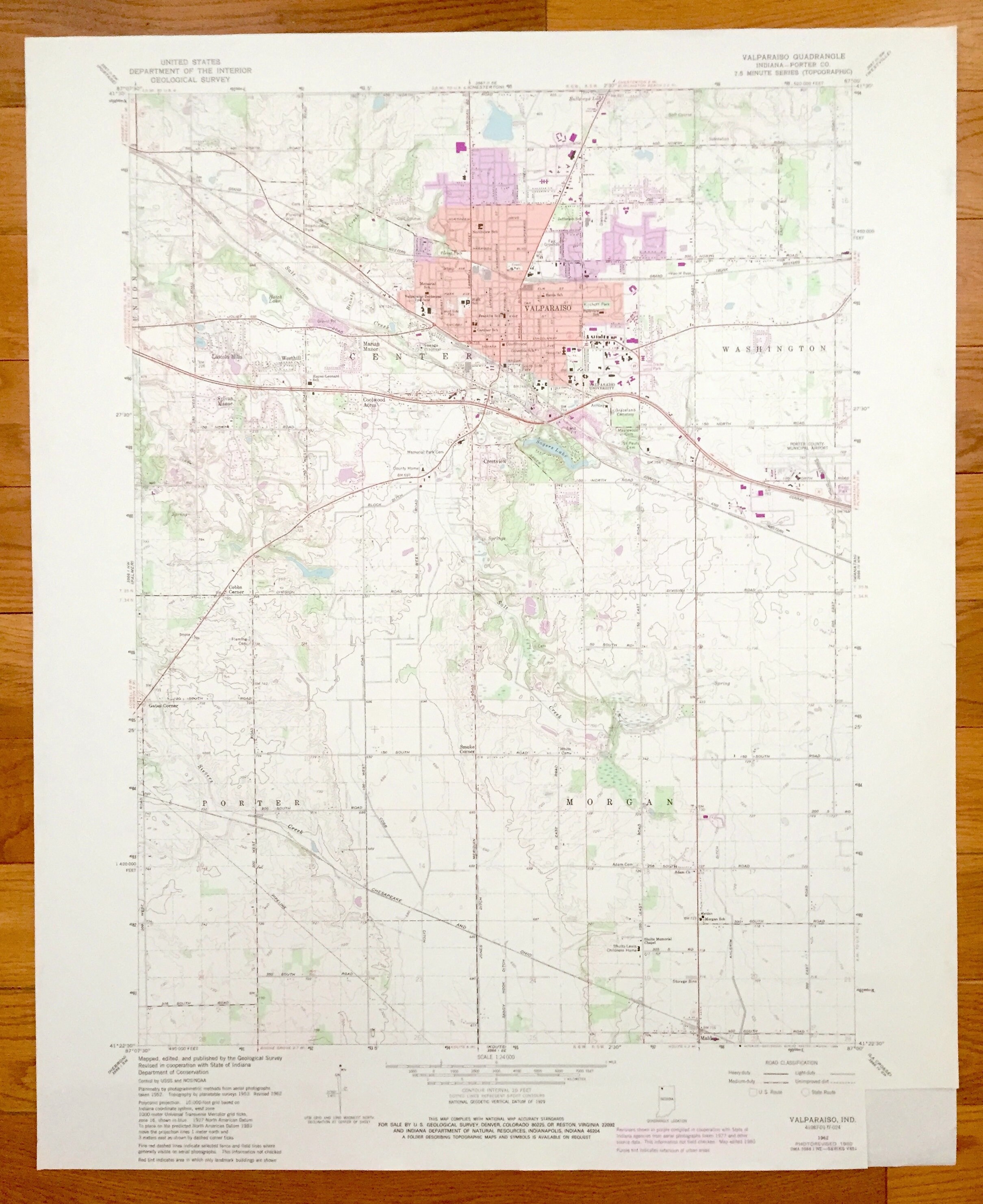 Map Of Valparaiso Indiana Antique Valparaiso Indiana 1962 Us Geological Survey | Etsy Uk
