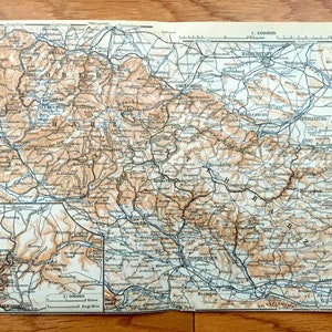 Antique 1925 Nordhausen, Germany Map from Baedekers Guide Atlas – Goslar, Heringen, Ouedlinburg, Derenburg, Seesen, Magdesprung, Alexisbad