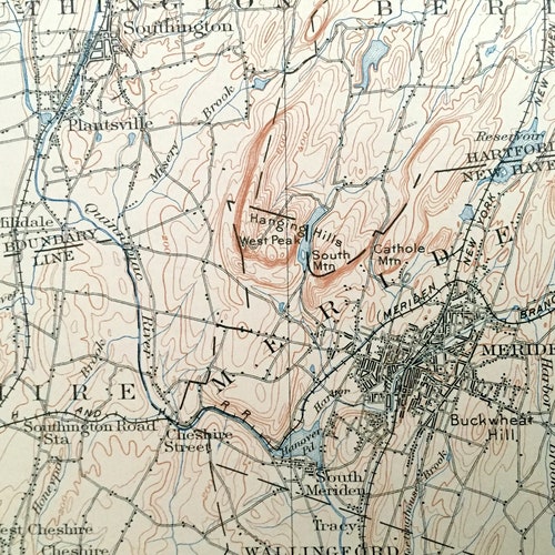 Antique Connecticut 1906 US Geological Survey shops Topographic Map – Hartford, Bristol, New Britain, Meriden, Windsor, Waterbury Granby Haddam CT